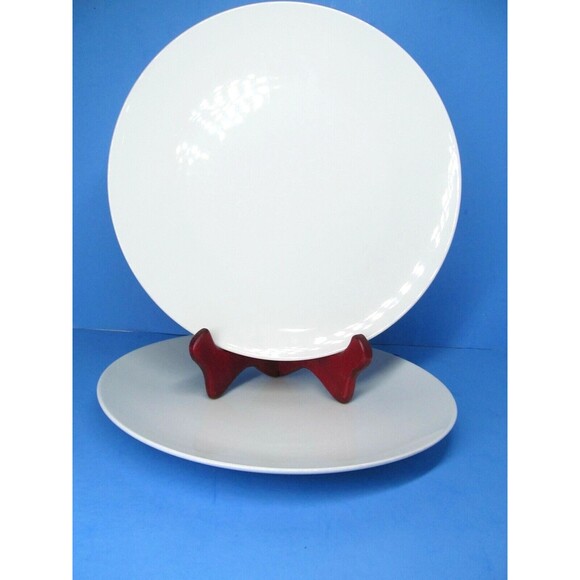 Noritake Nippon Toki Kaisha Japan White Coupe 10 .5" Dinner Plates Set of 2 - Picture 12 of 12